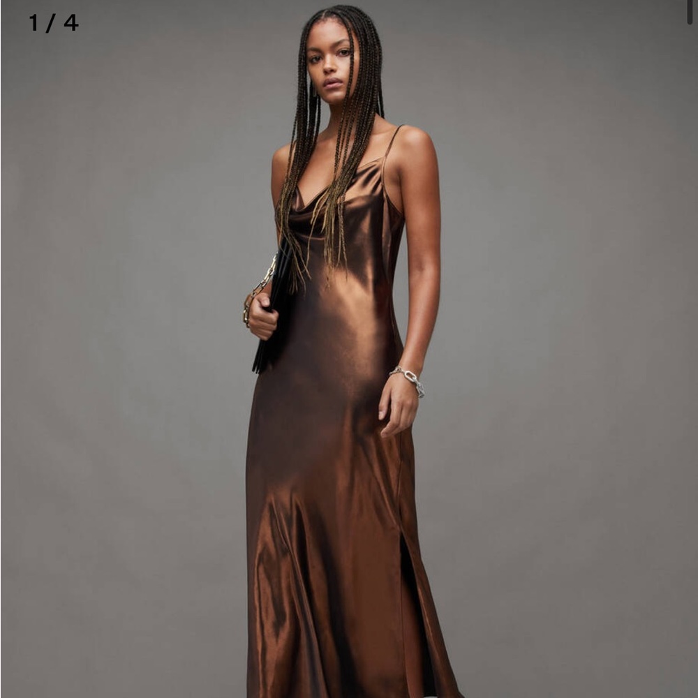 All Saints Metallic Slip Dress